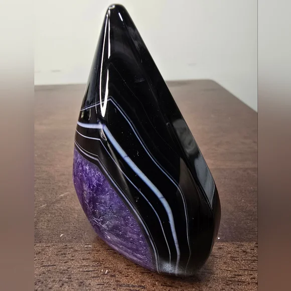 Purple and Black Agate Crystal Teardrop Freeform - Picture 4 of 12